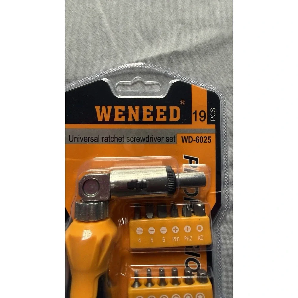 WENEED 19 Piece Tool Set with 180 Degree Pivoting Ratchet Neck Socket Wrench Set